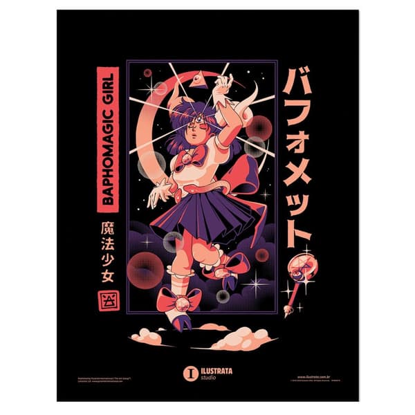 Ilustrata Baphomet Girl Framed Poster Black/Pink/Purple 40cm x 30cm