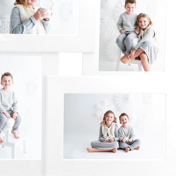 Fotoram för 4x(10x15 cm) bilder vit MDF