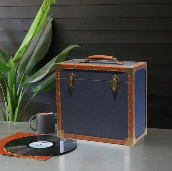 Lp Record Storage Carry Case Tan Cloth