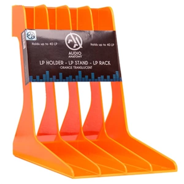 LP Holder - LP Stand - LP Rack (Shaped - Hips Plastic) Orange Translucent