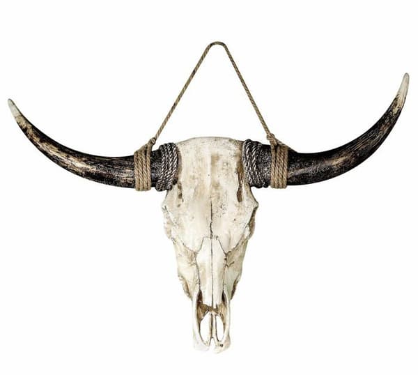 Casablanca - 79945 - "Buffalo" väggobjekt - Poly - vit-brun - Höjd 24cm - Bredd 38cm - Väggdekoration