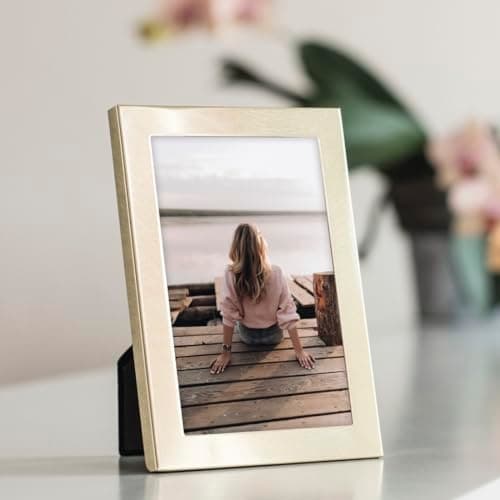 Hama Riva - Enkel bildram - aluminium - glas - guld - bord - vägg - 10 x 15 cm - rektangulär (00193112)