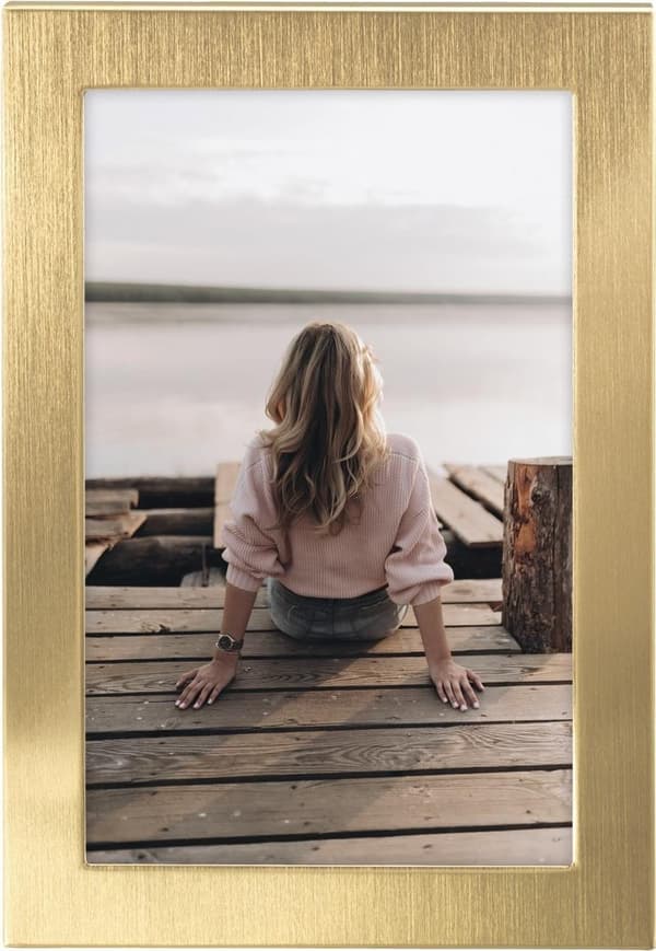 Hama Riva - Enkel bildram - aluminium - glas - guld - bord - vägg - 10 x 15 cm - rektangulär (00193112)