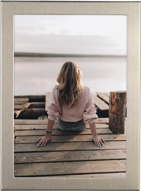 Hama Riva - Enkelt billedramme - aluminium - glas - titanium - bord - væg - 13 x 18 cm - rektangulær (00193114)