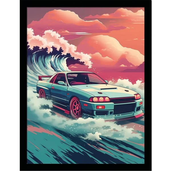 Pyramid International Wave Cars Hakosuka Framed Poster Multicoloured 40cm x 30cm
