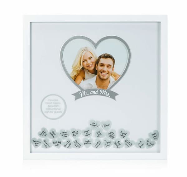 Päronhuvud fotoram - 70008 - Mr - Mrs. Bröllopsönskeram, Vårda bröllopsminnen, alternativ gästbokidé, vit