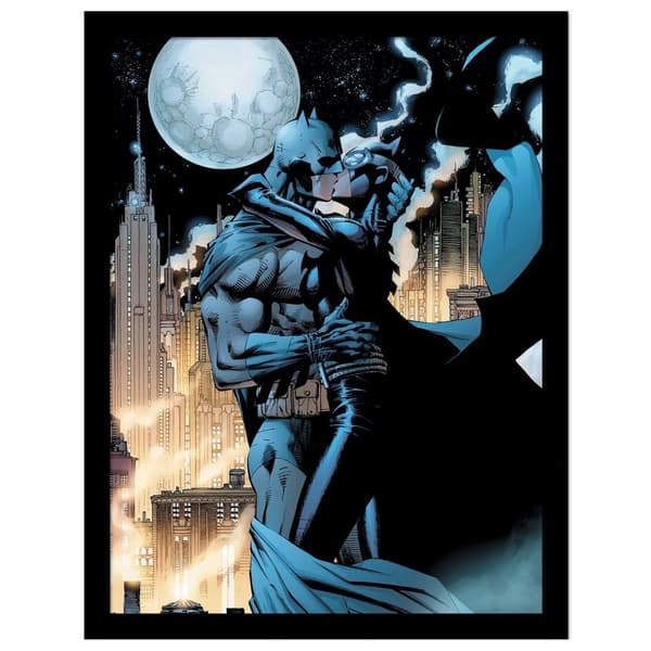 Batman Embrace Comic Cover Framed Poster Black/Grey/Orange 45cm x 35cm