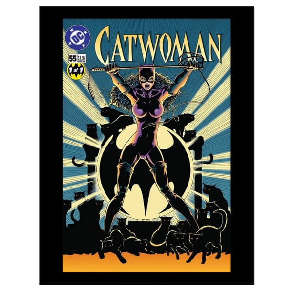 Batman Catwoman Comic Cover Framed Poster Multicoloured 40cm x 30cm