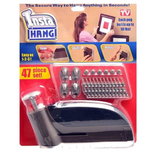 Installationsverktyg - InstaHang - Väggkroksats - 47 delar - Svart - Enkel montering
