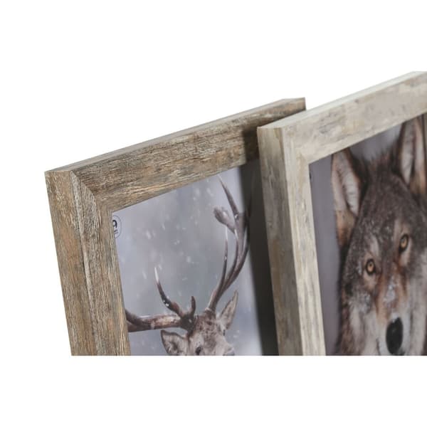 Fotoram Home ESPRIT Vit Naturell Glas polystyren Skandinavisk 24,6 x 2 x 29,6 cm (2 antal)
