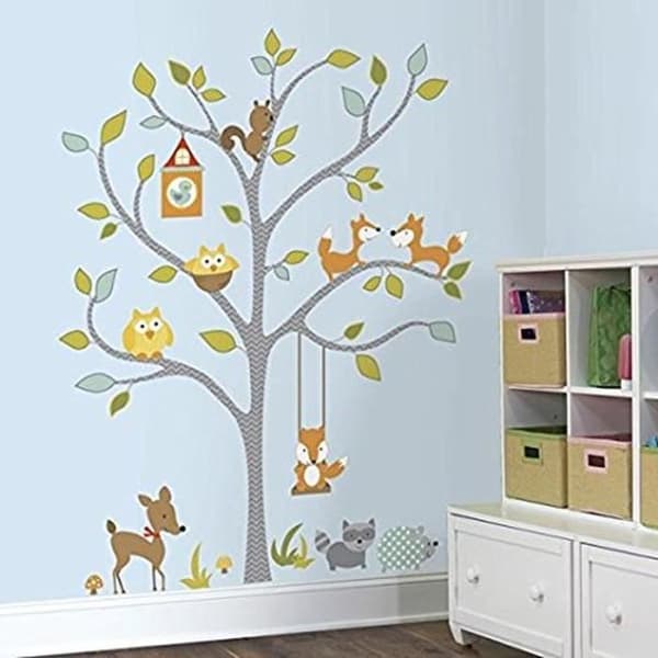ROOMMATES - Room Mates 54333 Väggdekal Wildlife on Tree Paper Flerfärgad 48 x 8 x 8 cm Kök Hem Post Boards