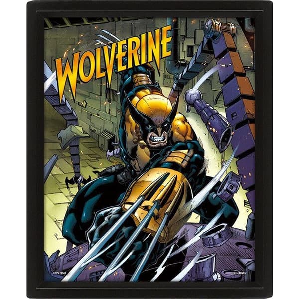 Wolverine Berserker Rage 3D & Lenticular Framed Poster Multicoloured 10in x 8in