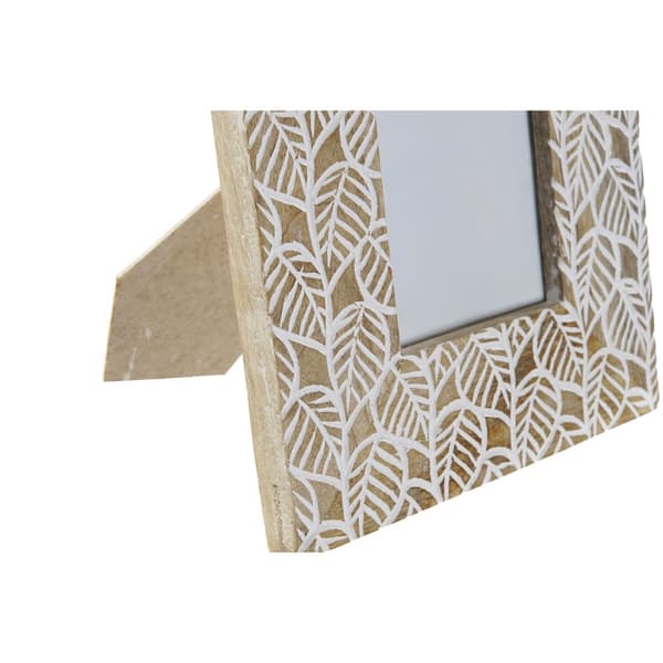 Fotoram DKD Home Decor Vit Naturell Glas Mangoträ Indier 20 x 1,3 x 25 cm