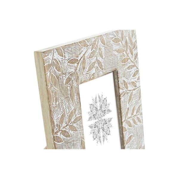 Fotoram DKD Home Decor Vit Naturell Glas Mangoträ Indier 20 x 1,3 x 25 cm
