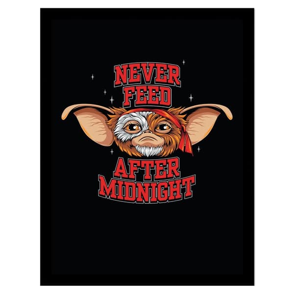 Gremlins Never Feed After Midnight Framed Poster Black/Red/Brown 40cm x 30cm