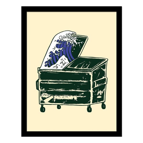 Popcorn Punk Dumpster Wave Framed Poster Black/Cream 45cm x 35cm