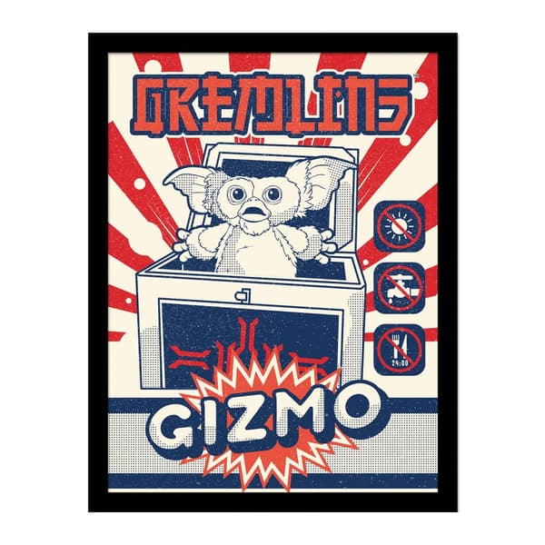 Gremlins Gizmo Surprise Framed Poster Red/Cream/Navy 45cm x 35cm