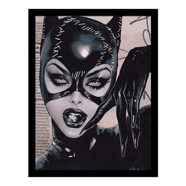 DC Comics Catwoman pärlor Catwoman pärla inramad affisch Black/Cream 45cm x 35cm
