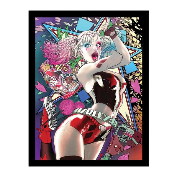 DC Comics Harley Quinn Comic Framed Poster Multicoloured 45cm x 35cm x 1.7cm