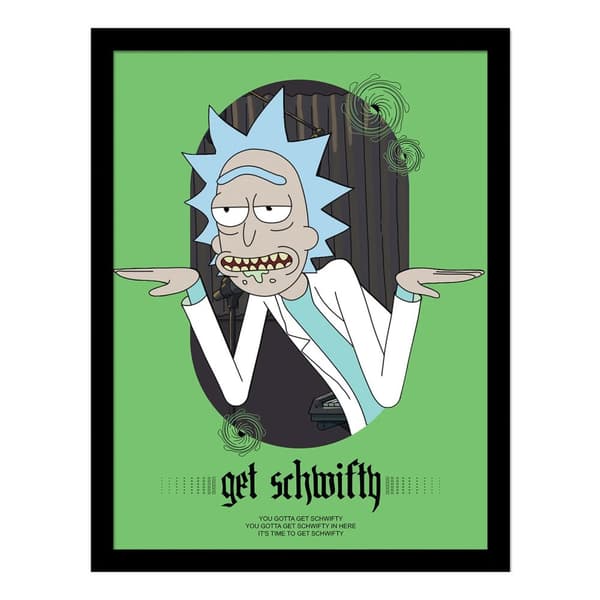 Rick And Morty Classrickal Get Schwifty Framed Poster Green/Black 40cm x 30cm