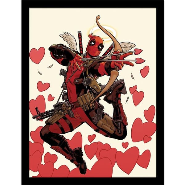 Deadpool Valentine`s Day Framed Poster White/Red 40cm x 30cm