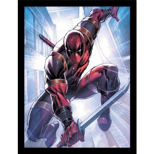 Deadpool Action Pose Framed Poster Red/Light Blue 40cm x 30cm