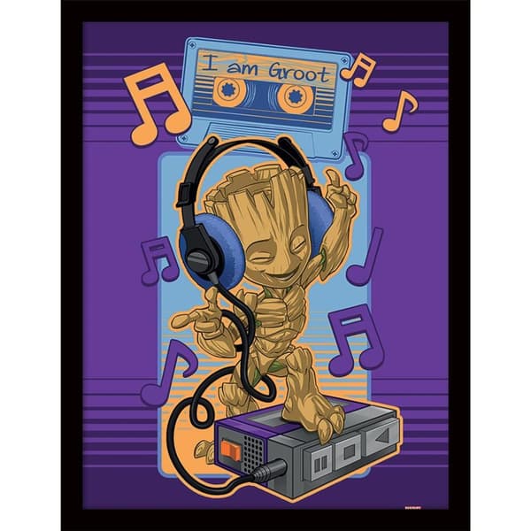 Guardians Of The Galaxy I Am Groot Framed Poster Violet/Brown/Black 40cm x 30cm