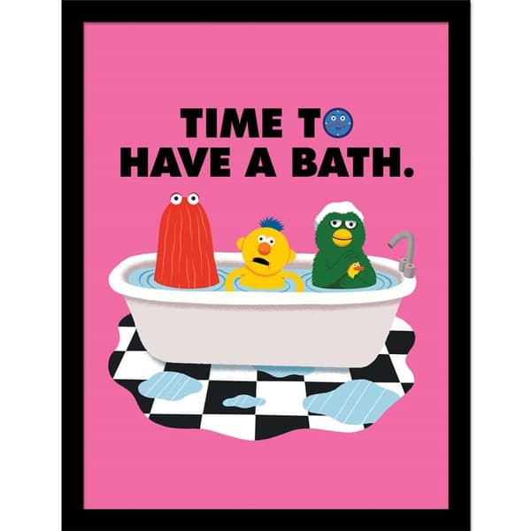 Don´t Hug Me I´m Scared Time To Have Bath Framed Poster Pink/Black 40cm x 30cm