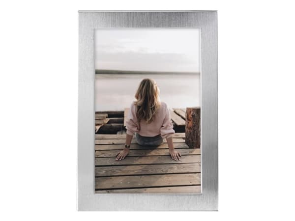 Hama 00193111, Enkel bilderamme, Aluminium, Sølv, Bord, Vegg, 15 x 20 cm, Rektangulær