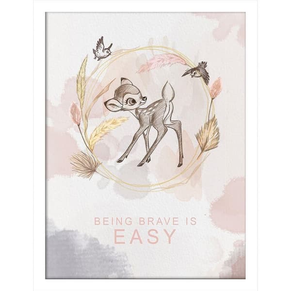 Bambi Being Brave Is Easy Framed Poster White/Grey 40cm x 30cm
