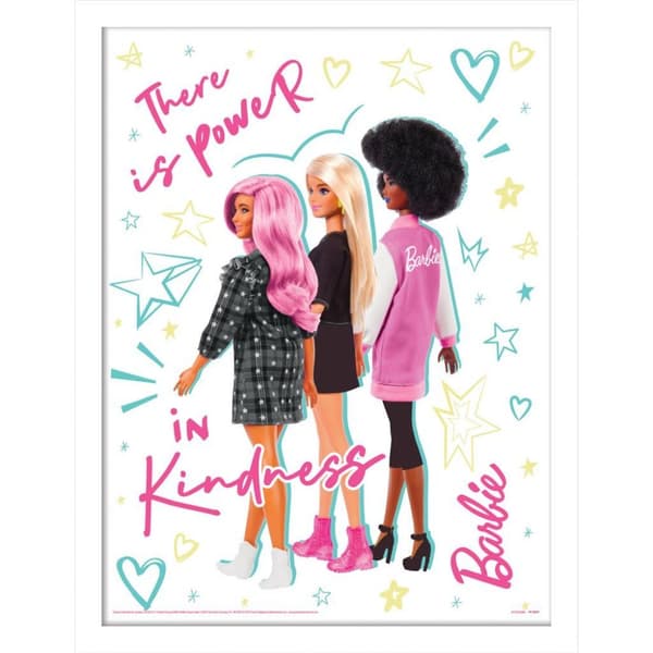 Barbie There Is Power In Kindness Framed Poster Multicoloured 40cm x 30cm