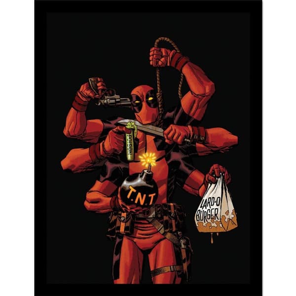 Deadpool Many Arms Framed Poster Black/Red/White 40cm x 30cm
