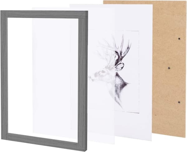 Rootz billedrammersæt - Fotorammer - Displayrammer - MDF og plexiglas af høj kvalitet - Alsidig væg- og hyldemontering - Stilfuldt design - Forskellig