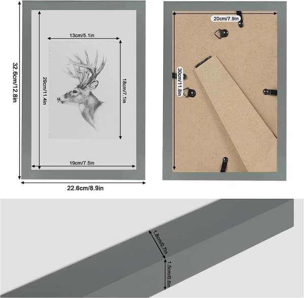 Rootz Premium billedrammer - Fotorammer - Displayrammer - Fugtbestandig - Alsidig hængende eller stående - E1 MDF - Forskellige størrelser fra 10x15 c