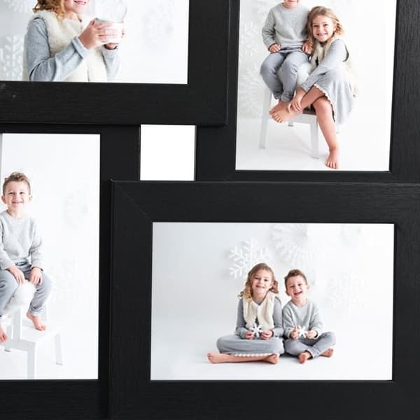 vidaXL Fotoram för 4x(13x18 cm) bilder svart MDF - Bildramar