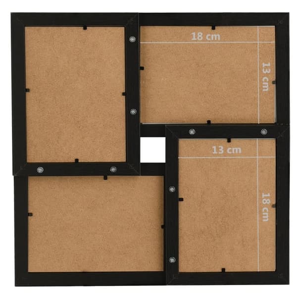 vidaXL Fotoram för 4x(13x18 cm) bilder svart MDF -  Bildramar