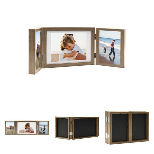 The Living Store folderamme til 3 billeder 28x18 cm + 2x(13x18 cm) lysebrun -  Fotorammer