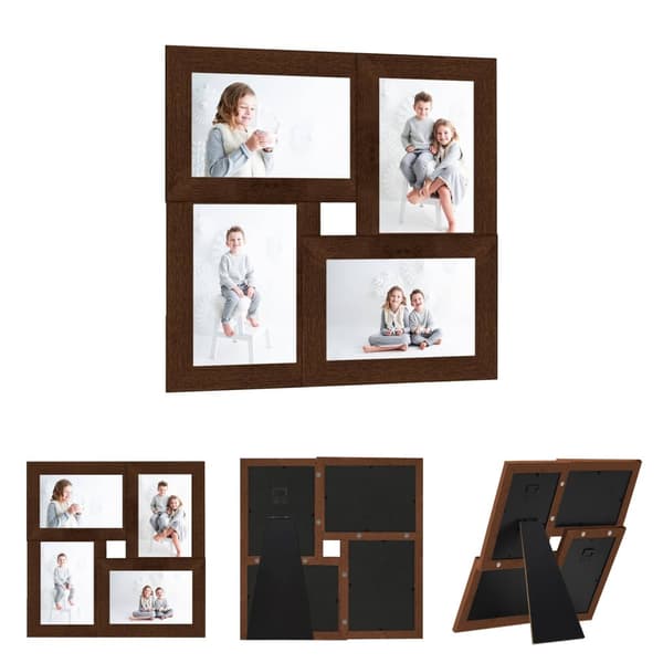 The Living Store billedramme til 4x(13x18 cm) billeder MDF mørkebrun -  Fotorammer
