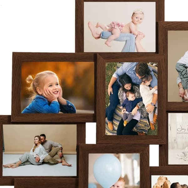 Fotoram för 10x(10x15 cm) bilder mörkbrun MDF