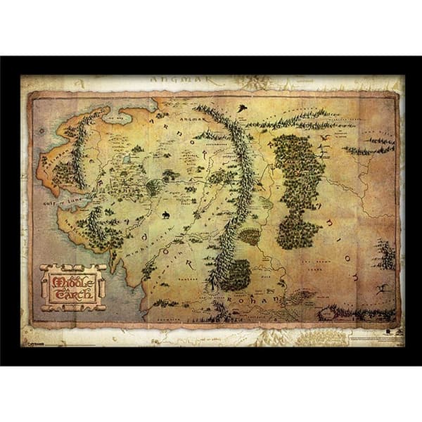 The Hobbit Journey Map Framed Poster Multicoloured 30cm x 40cm