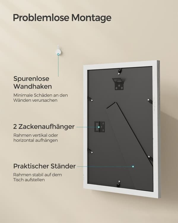 Rootz Vintage White 2-osaiset valokuvakehykset - Kuvakehykset - Seinätaidekehykset - MDF- ja lasimateriaali - Kevyt - Helppo ripustaa - Monipuolinen s