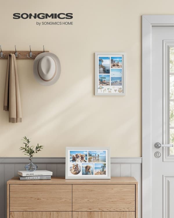 Rootz Vintage White 2-osaiset valokuvakehykset - Kuvakehykset - Seinätaidekehykset - MDF- ja lasimateriaali - Kevyt - Helppo ripustaa - Monipuolinen s