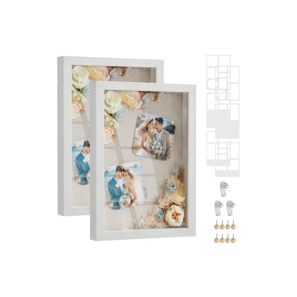 Rootz Vintage White 2-osaiset valokuvakehykset - Kuvakehykset - Seinäkoristelu - MDF- ja lasimateriaali - Kevyt - Helppo ripustaa - 36,5 cm x 26 cm x