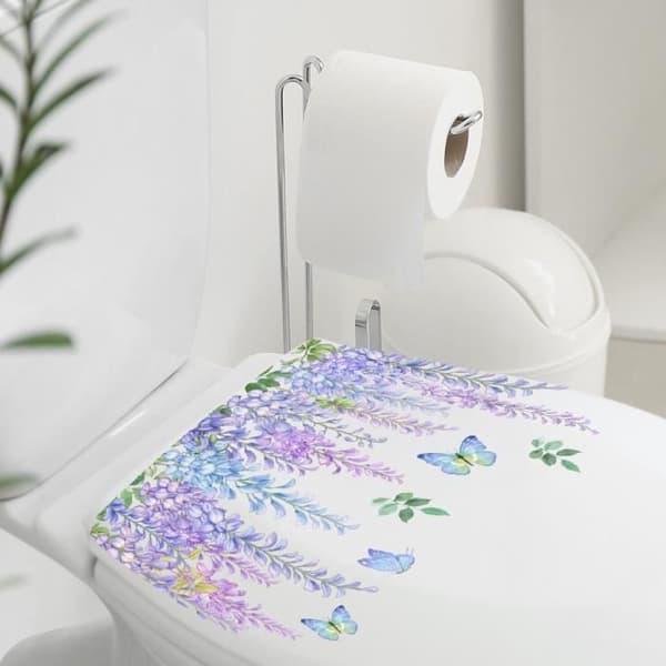 Butterfly Flower Bukett Väggdekal Badrum Toalett Heminredning Decal Dekoration Self Wall Sticker