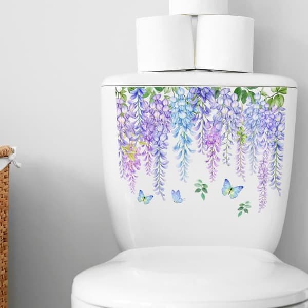 Butterfly Flower Bukett Väggdekal Badrum Toalett Heminredning Decal Dekoration Self Wall Sticker