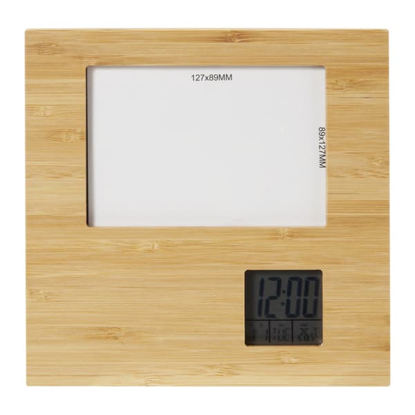 Sasa Fotoram i bambu med klocka Natural One Size