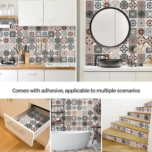 Självhäftande kakeltapet 60 x 300 cm PVC Modern stil Vattentät väggdekor dekoration
