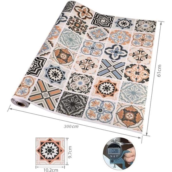 Självhäftande kakeltapet 60 x 300 cm PVC Modern stil Vattentät väggdekor dekoration
