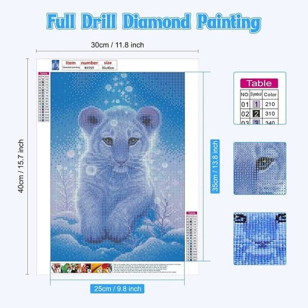 5D Diamond Painting Tiger, DIY Diamond Painting Kit, Diamond Arts Craft Canvas Hantverk Hem Väggdekor Dekor 30x40cm
