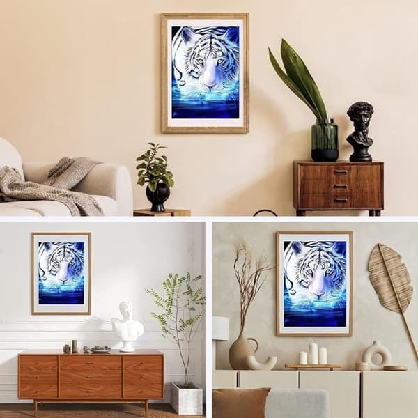 5D Diamond Painting Tiger, DIY Animals Diamond Painting Kit, Diamond Arts Craft for Home Wall Decoration 30 x 40cm